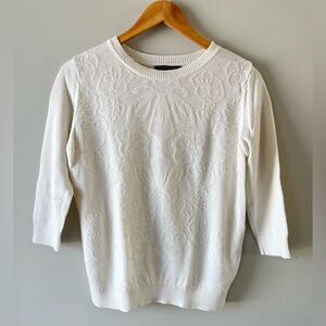Banana Republic Cream Textured Sweater Size M 3/4 Sleeve Cotton Blend - office